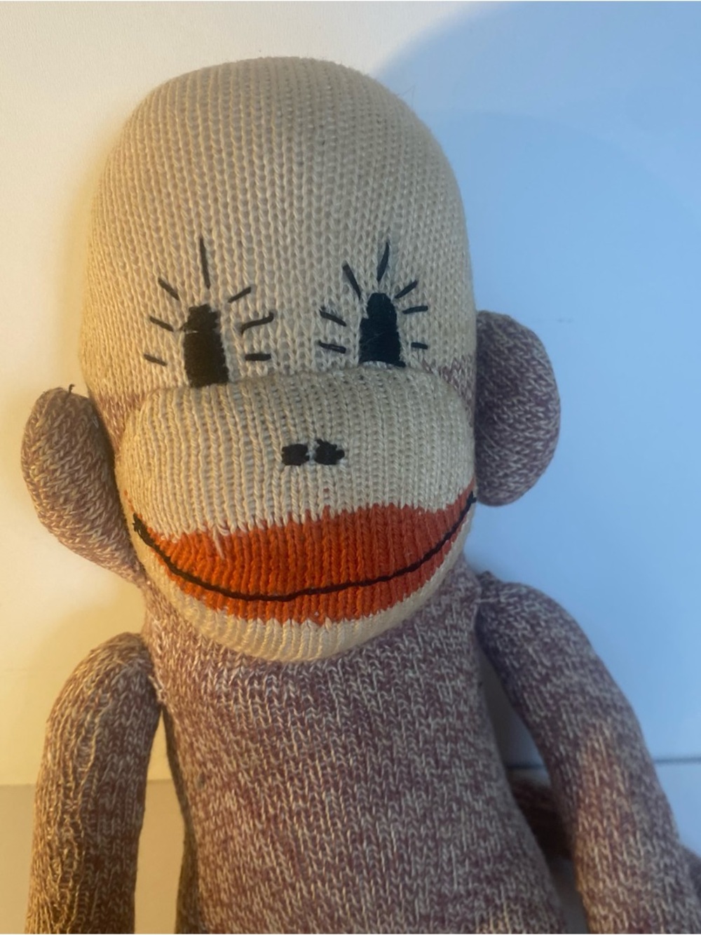 Vintage Classic Red Heel Folk Art Handmade Sock Monkey
10” Seated Height